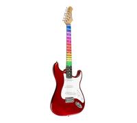EKO GUITARS - S-300 CHROME RED VISUAL NOTE, Chitarra Elettrica "Visual Note", Corpo Pioppo, Manico Acero, Tastiera Resina, Lamina Visual Note che si interfaccia con l'APP dedicata, Colore Chrome Red