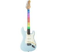 EKO GUITARS - ST-300 Daphne Blue Visual Note, Chitarra Elettrica ST Style, Sistema LED VISUAL NOTE lamina, APP Didattica, Pickup Single Coil, Colore Daphne Blue