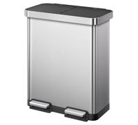 EKO Hana Deluxe - Cestino per rifiuti 68 l, doppio scomparto | pedale in metallo | acciaio inox premium | bidoni interni rimovibili | ideale per il riciclaggio in cucina