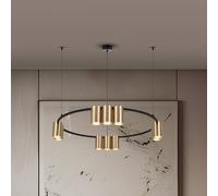 Eko-Light Lampada a sospensione Genesis, alluminio, nero/oro, 10 x GU10, Ø 60 cm Eko-Light