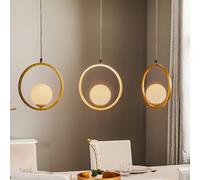 Eko-Light Lampada a sospensione Vienna, vetro opalino, ottone, a 3 luci Eko-Light