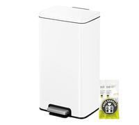 EKO Pattumiera Cucina Madison 30L Bianca con Pedale | Acciaio Inox Antimpronta | Chiusura Silenziosa Bagno