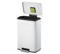 EKO Madison - Pattumiera da Cucina, 50 l, con Pedale e Coperchio a Chiusura Morbida, Colore: Bianco Opaco, in Acciaio Inox Anti-Impronta, Cestino Moderno e Robusto, Grande capacità per Il Riciclaggio