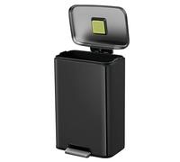 EKO Pattumiera Cucina Madison 50L con Pedale | Acciaio Inox Nero Opaco Antimpronta | Grande Capacit√† | Chiusura Silenziosa Bagno