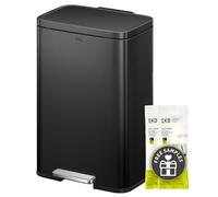 EKO Madison - Pattumiera nero opaco, 50 litri, con pedale e rivestimento interno, finitura resistente alle impronte digitali