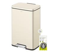 EKO Madison Vanilla Steel 50 Liter/13.2 Gallon Step Trash Can with Inner Liner - Fingerprint Resistant Finish