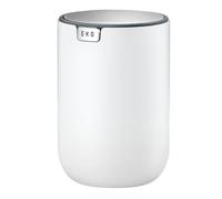 EKO Mini Desk Trash Can with Swing-Top Lid 0.4 Gallon Small Table Round Wastebasket for Office, Home, Car (White)
