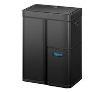 EKO Mirage Plus - Pattumiera con 3 scomparti, 2 x 15 l e 30 l, con sensore, 3 secchi interni in plastica, pattumiera automatica con coperchio, grande pattumiera da cucina, 60 l, nero opaco