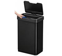 EKO Mirage-T - Pattumiera rettangolare con sensore di movimento, 50 litri, con sensore di movimento, finitura in acciaio inox spazzolato (nero opaco)