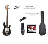 Eko MM305 BLACK BASSO ELETTRICO NERO 5 CORDE tipo Music Man KIT BORSA + Tracolla