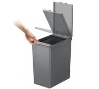 EKO Morandi - Pattumiera per la raccolta differenziata da cucina, 20 l, con coperchio touch-top, in plastica, sottile, con adesivi per il riciclaggio e finitura facile da pulire, design compatto per