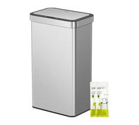EKO NOVA - Pattumiera da 80 l con sensore, pattumiera automatica, con sensore di movimento, rettangolare, coperchio morbido, resistente alle impronte digitali, in acciaio inox opaco