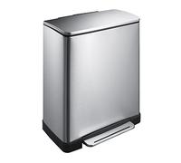EKO - Pattumiera a pedale E-Cube in acciaio inox, 34,5 x 50 x 65 cm, 28+18 litri