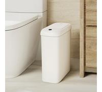 EKO Pattumiera automatica da bagno con coperchio, 2,6 litri, sottile, senza contatto, impermeabile, con sensore di movimento, per bagno, ufficio, cucina, bianco