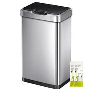 EKO Mirage-T - Pattumiera rettangolare senza contatto, con sensore di movimento, finitura in acciaio inox spazzolato, 50 l