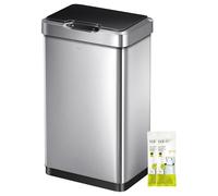 EKO Mirage-T - Pattumiera rettangolare senza contatto, con sensore di movimento, finitura in acciaio inox spazzolato, 50 l