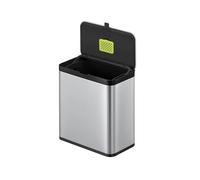 EKO Pattumiera da cucina in acciaio inox per rifiuti alimentari con secchio interno rimovibile e scomparto per deodorante, 7 l, da parete, con coperchio basculante (acciaio e nero)