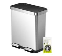 EKO Pattumiera Deluxe a 2 scomparti, 40 + 28 litri, sistema di raccolta differenziata, 12 sacchi della spazzatura, pattumiera a pedale con pedali durevoli, secchio interno rimovibile, chiusura morbida