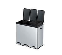 EKO Pattumiera Differenziata 3 Scomparti 20L + 20L + 20L | Acciaio Inox Antimpronta | Pedali Indipendenti | Chiusura Silenziosa
