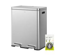 EKO Pattumiera Edison a 2 scomparti, 2 x 30 l, pattumiera a pedale da cucina con doppio secchio interno, include 20 sacchi della spazzatura, sistema di separazione dei rifiuti di grande capacità