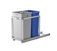 EKO | Cubo de basura cocina reciclable extraíble bajo fregadero 34l y 24l con 2 compartimentos | Papelera con cierre suave, asa y anillo sujeta bolsa | diseño compacto y fácil de limpiar