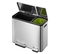 EKO Pattumiera per la raccolta differenziata, in acciaio inox opaco, 32,1 x 60,5 x 49,2 cm