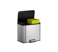 EKO Pattumiera Differenziata 2 Scomparti 15L + 15L | Acciaio Inox Antimpronta con Pedale | Chiusura Morbida e Silenziosa | Sottolavello