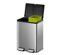 EKO Pattumiera Differenziata 2 Scomparti 20L + 20L | Acciaio Inox Antimpronta con Pedale | Chiusura Silenziosa | Sottolavello Compatta Double