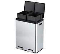 EKO Pattumiera Differenziata 2 Scomparti 30L + 30L con Doppio Pedale | Acciaio Inox Antimpronta | Coperchi Eleganti | Sottolavello Double