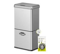 EKO Pattumiera vintage da 50 l, con sensore di movimento, doppio scomparto da 32 L + 18 L, in acciaio inox, pattumiera da cucina automatica, senza contatto con coperchio, per casa o ufficio