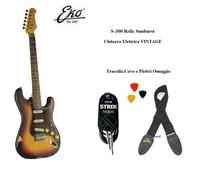 EKO S300 RELIC SUNBURST Chitarra elettrica Vintage STILE STRATO Tracolla + Cavo