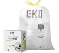 EKO Easy-Dispense - Sacchetti per la spazzatura da cucina, 80 pezzi, extra resistenti, con coulisse, 25-35 L, confezione da 80 pezzi, colore bianco, codice E