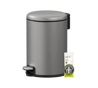 EKO Serene Pattumiera a gradino, 3 l, rotonda, piccola, con fodera interna rimovibile, per camera da letto e bagno, pattumiera a pedale per rifiuti e rifiuti, grigio titanio