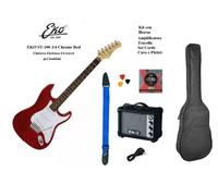 EKO ST-100 MINI CHITARRA ELETTRICA ROSSA 3/4 TRAVEL PER BAMBINO STRAT CHROME RED
