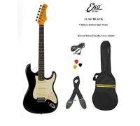 EKO GUITARS - Chitarra Elettrica ST-300, Corpo Pioppo, Manico Acero, Tastiera WPC, 3 Pickup Single-Coil, Ponte Tremolo, 22 Tasti, Colore Nero