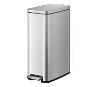 EKO Stella Slim Pattumiera a Pedale 45 L, Acciaio Inox Argento, Coperchio con Chiusura Ammortizzata, Secchio Interno Estraibile, Fermasacco, Pattumiera Slim per Cucina