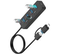 Ekoama Porta USB Hub con doppia presa USB A e C per trasferimento dati ad alta velocità 5Gbps e riproduzione Ampia compatibilità Sistema operativo multiplo Doppio OS Multiplo Portatile da viaggio