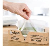 Ekoe, 20 Sacchetti Alimenti per Congelatore, Biodegradabili, Bustine con Chiusura Lampo, Zip, per Organizzazione e Conservazione Alimentare, Sacchetto Freezer, Porta Alimenti, Buste Sacchettini Frigo