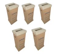 Ekoe Plastic Free Solutions Ekoe, 5 Contenitori Raccolta Differenziata in Cartone con Coperchio per Vetro, Plastica, Umido, Secco e carta, Colore Marrone Kraft Avana
