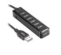 Ekon HUB multiporta, 7 porte USB-A, cavo USB-A, con interruttore, per PC, laptop, mouse, cavi di ricarica, tastiere, chiavette USB