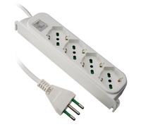 Ekon multipresa a ciabatta con 4 porte, per spine italiane, per prese schuko, spine europee, cavo da 1.5m, spina italiana 10A, interruttore luminoso, bianco