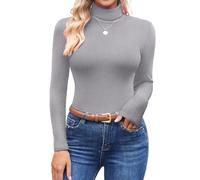 Ekouaer Intimo Termico Donna Maglia Termica Collo Alto con Manica Lunga Traspirante, Grigio Medio, M