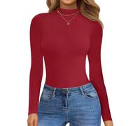 Ekouaer Maglia Termica Donna Intimo Termico Magliette Termiche Lunga Invernale Basic Top, Rouge, L