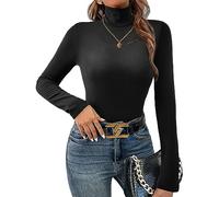 Ekouaer Maglia Termica Donna Maglietta Intima Termica a Collo Alto Invernale Caldo Turtleneck Long Sleeve Shirts, Nero, M