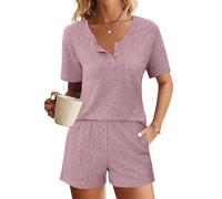 Ekouaer Pigiama da Donna Corto Shorty Estivo Pigiama Rosso Pigiama Sexy Set Manica Corta con Pantaloncini XL