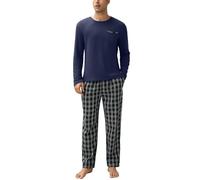 Ekouaer Pigiama Uomo Invernale in Cotone Lungo a Maniche Pigiami Due Pezzi da Uomo Pigiama Manica Lunga Pigiama con Tasche Natale Pigiama Uomo,Blu-4,XXL