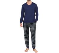 Ekouaer Pigiama Uomo Lungo Invernale Pigiami Due Pezzi da Uomo Completino per Casa, Blu navy1, XXL