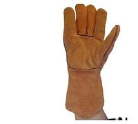 EKOUQIN Guanti di Saldatura in Pelle Gialla Resistente antincendio Guanti da Lavoro Anti-calo Resistente al Calore e alla Fiamma