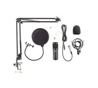 EKPMC Set direzionemusica.it kit microfono condensatore USB per registrazione in studio e broadcasting, con braccio regolabile, filtro antipop, cavo canon xlr con adattore usb e accessori