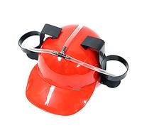 Ekrfxh Guzzler - Casco regolabile per bere, bere, cappello con cannuccia per birra, soda e feste, gadget divertenti, Rosso, Etichettalia unica